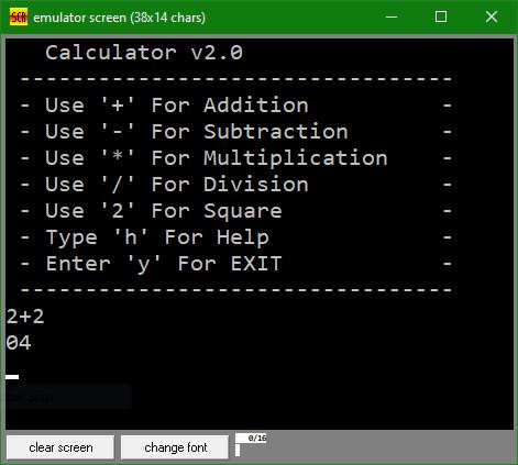 Alphanumeric Calculator Example source code: Calculator v2.0.asm